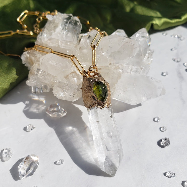 Green Tourmaline + Lemurian Necklace Necklaces Shop Dreamers of Dreams