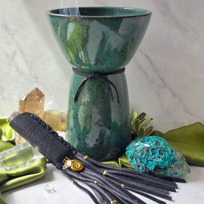 Sacred Flame Lighter Sleeve | Black Leather