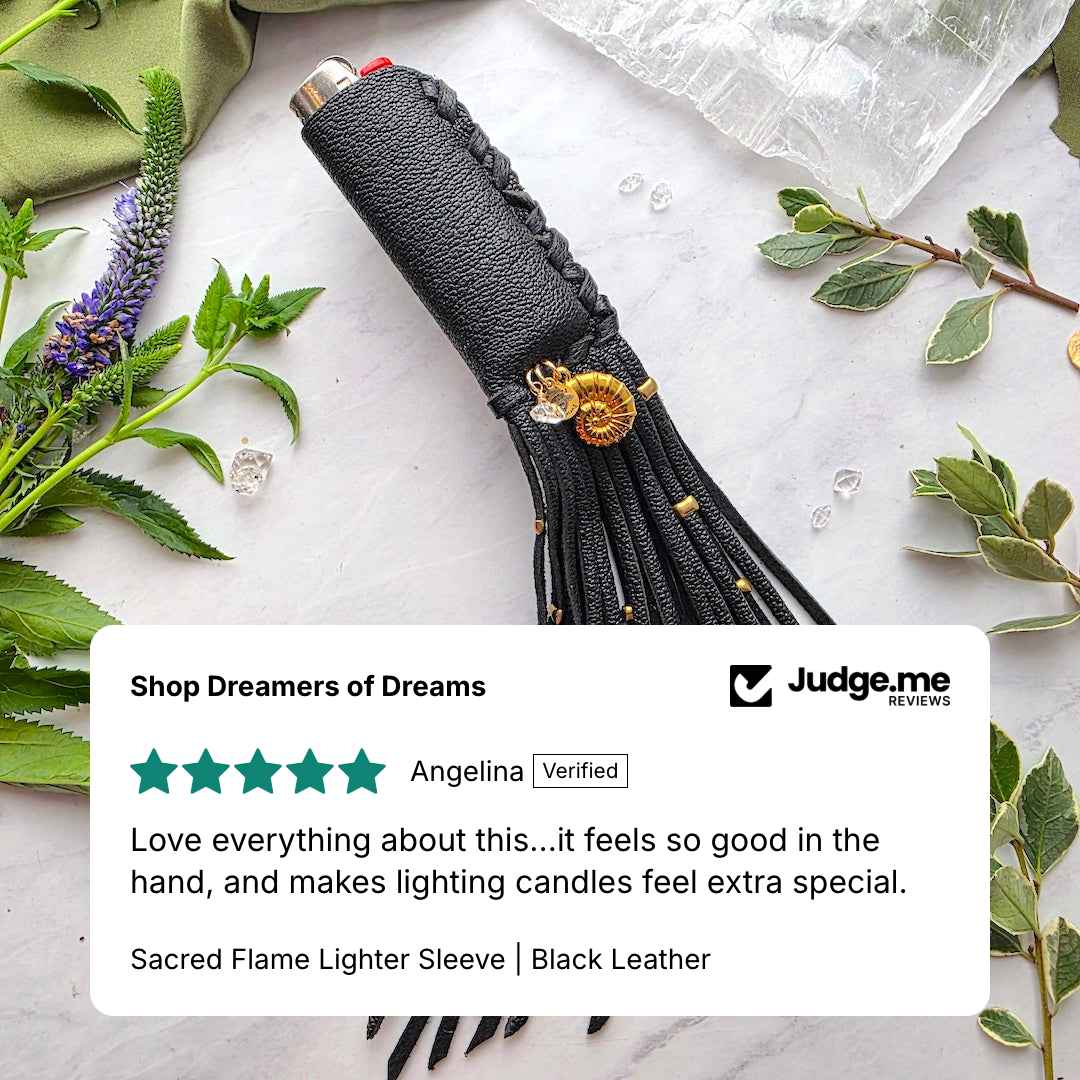 Sacred Flame Lighter Sleeve | Black Leather