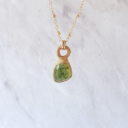 Green Tourmaline Mini Pendant Necklace