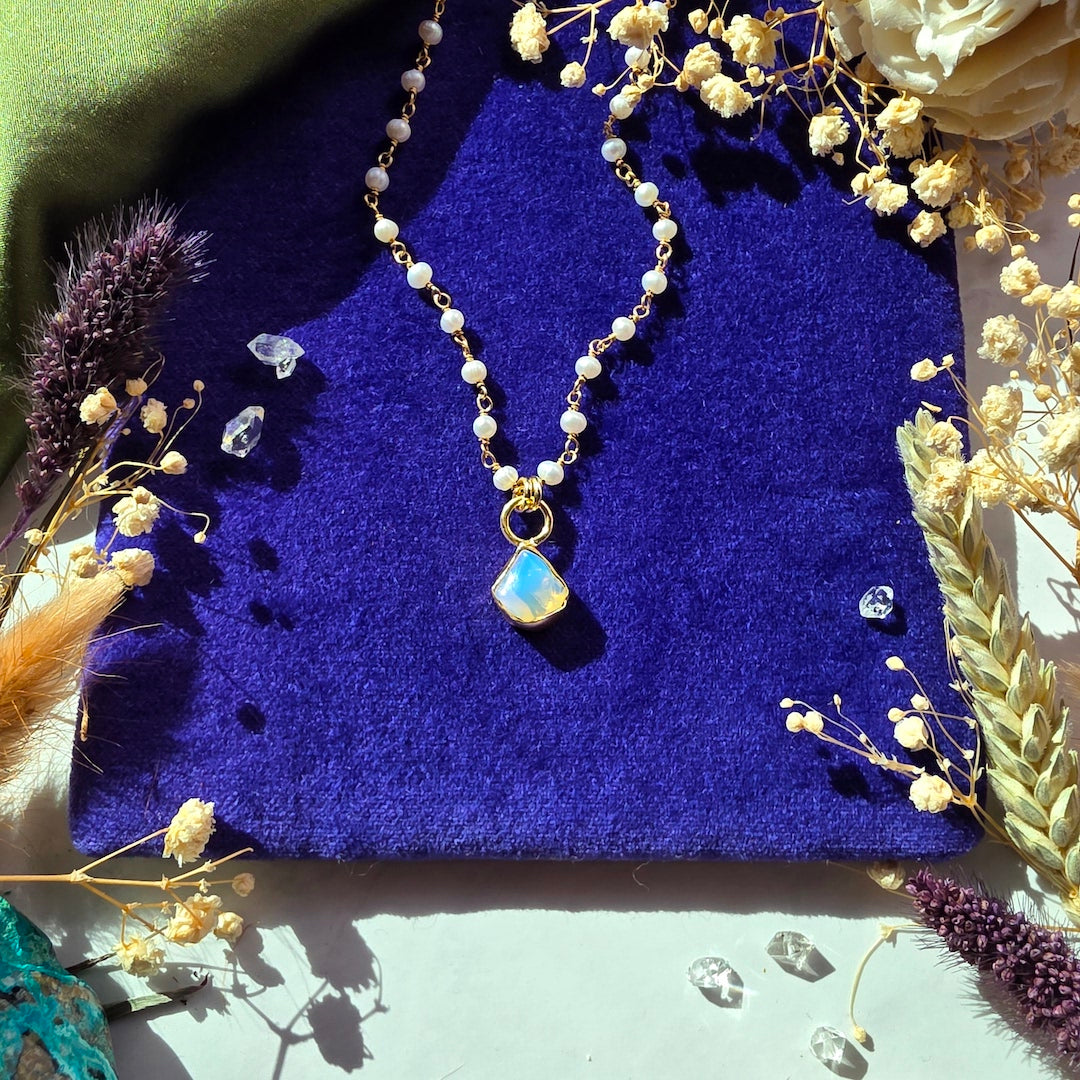 Opal + Pearl Prism Necklace