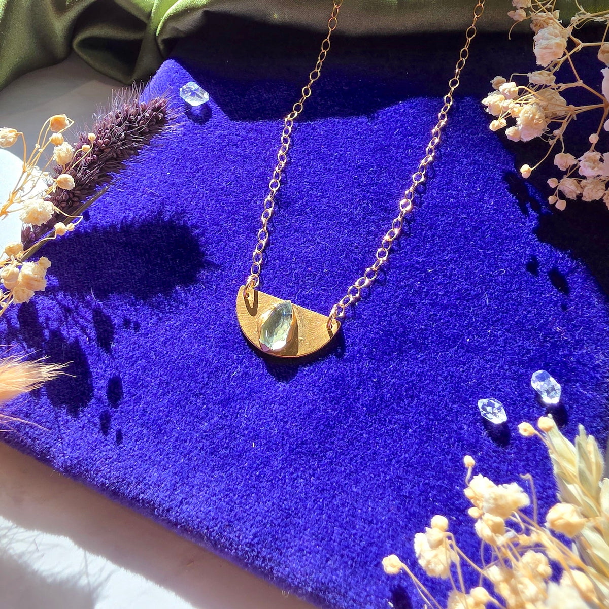Blue Tourmaline Mini Shield Necklace