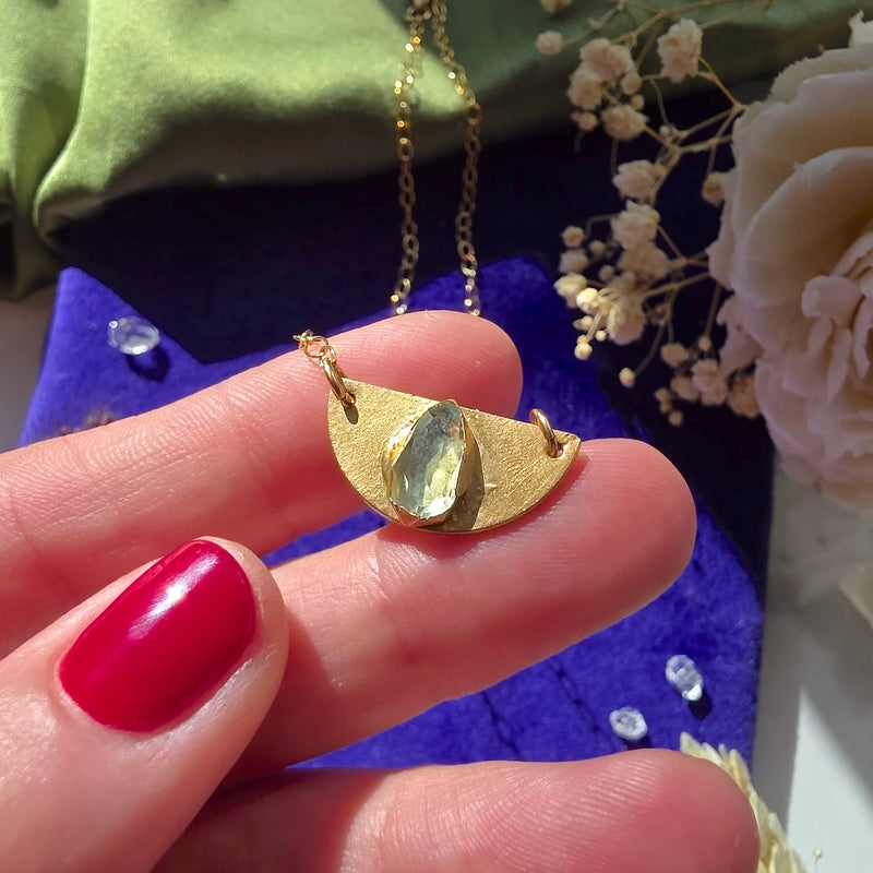 Blue Tourmaline Mini Shield Necklace