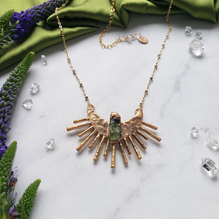 Moldavite Sun Ray Necklace Necklaces Shop Dreamers of Dreams