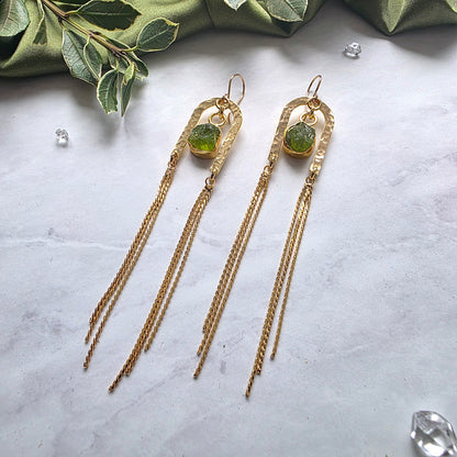 Peridot Portal Chain Earrings