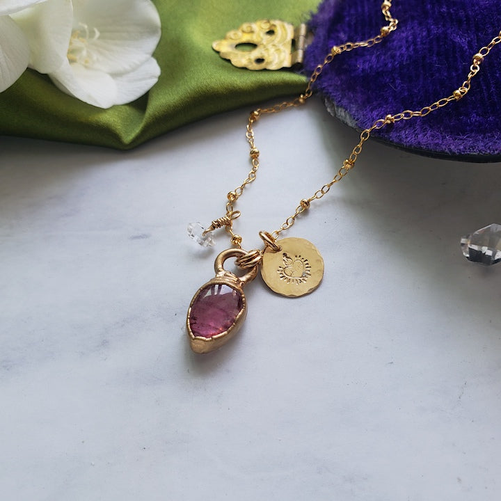 Pink Tourmaline Mini Pendant Necklace Necklace Shop Dreamers of Dreams
