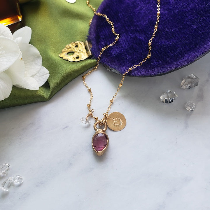 Pink Tourmaline Mini Pendant Necklace Necklace Shop Dreamers of Dreams