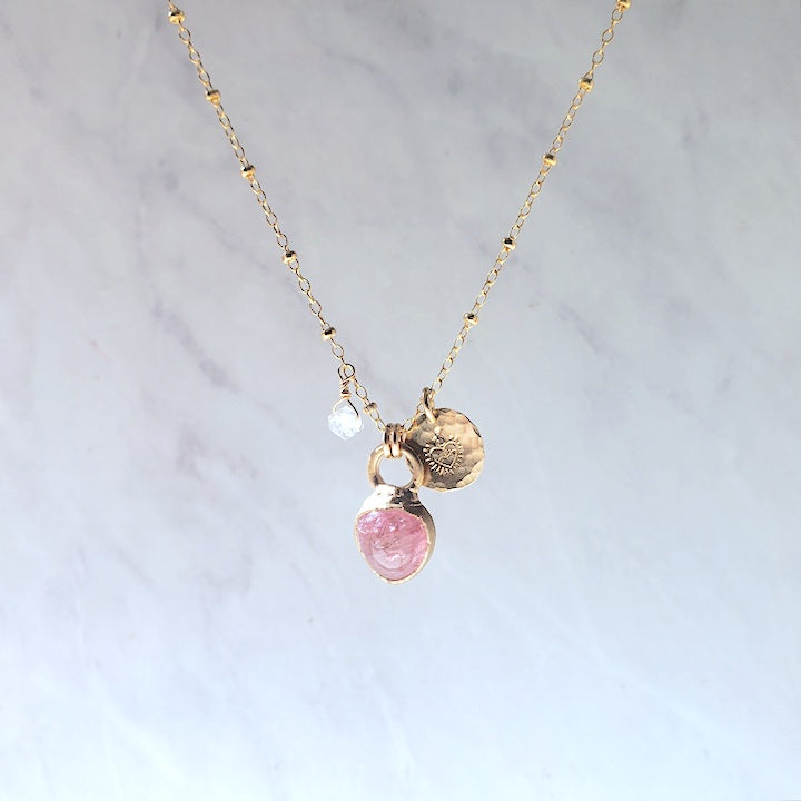Pink Tourmaline Mini Pendant Necklace Necklace Shop Dreamers of Dreams