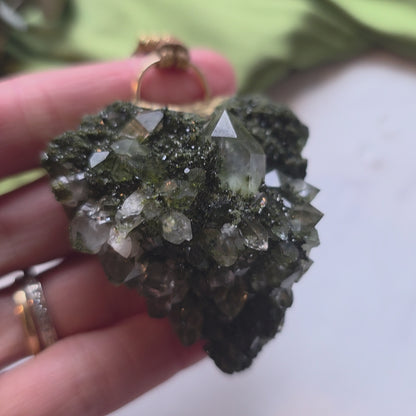 Epidote Crystal Heart Necklace