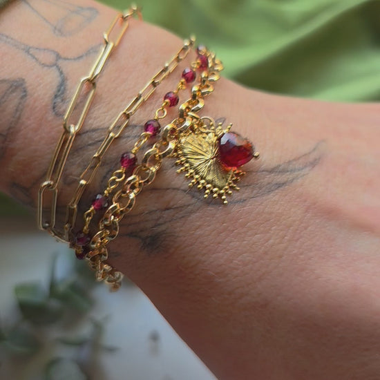 Sacred Heart Garnet Charm Bracelet Bracelet Shop Dreamers of Dreams