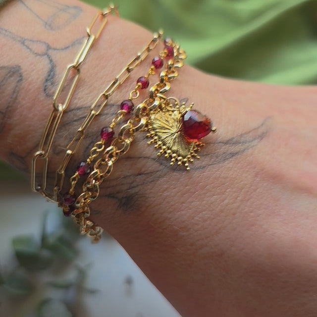 Sacred Heart Garnet Charm Bracelet Bracelet Shop Dreamers of Dreams
