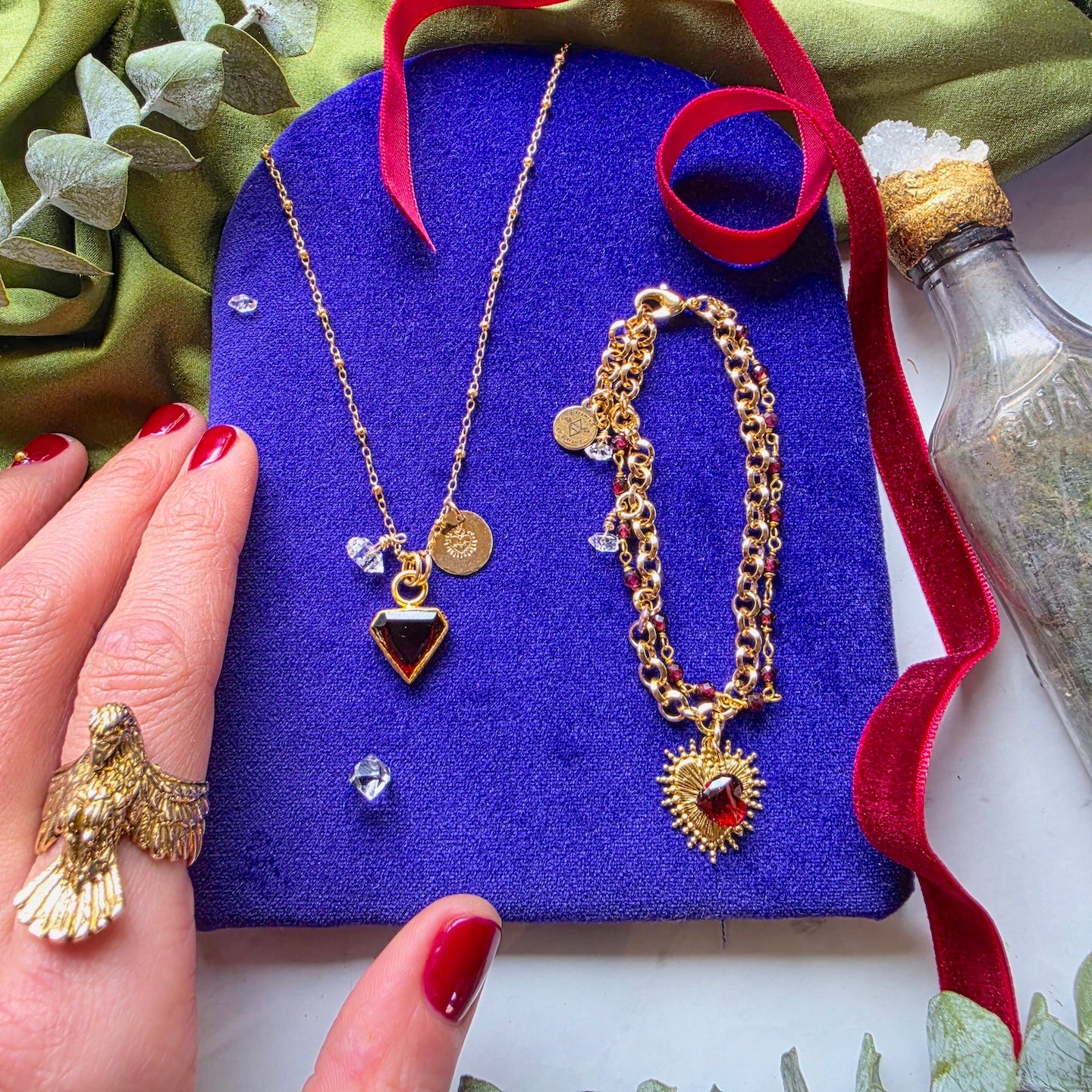 Sacred Heart Garnet Charm Bracelet Bracelet Shop Dreamers of Dreams