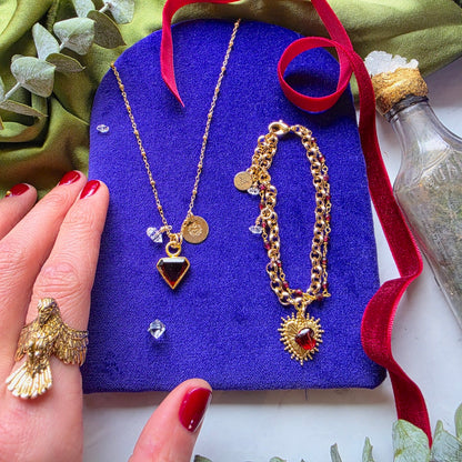 Sacred Heart Garnet Charm Bracelet Bracelet Shop Dreamers of Dreams