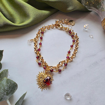 Sacred Heart Garnet Charm Bracelet Bracelet Shop Dreamers of Dreams