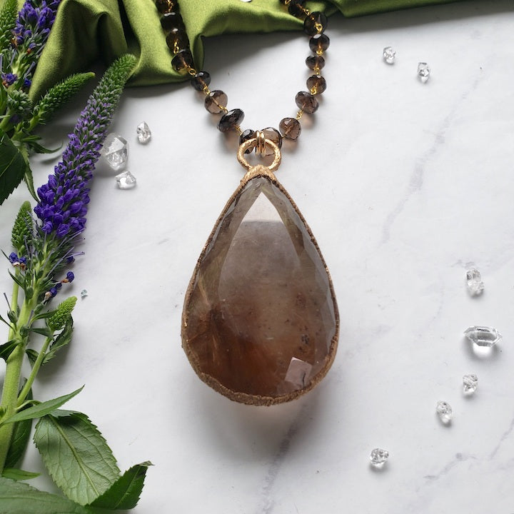 Smokey Rutilated Quartz Point Rosary Necklace Shop Dreamers of Dreams