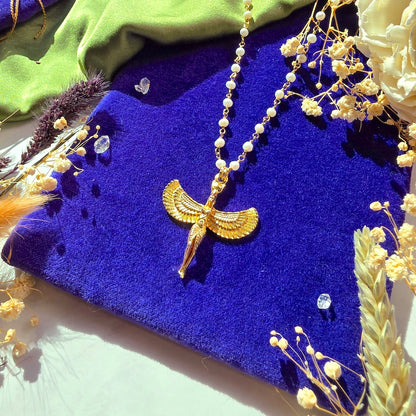 Isis Goddess on Petite Pearl Chain Necklace Shop Dreamers of Dreams