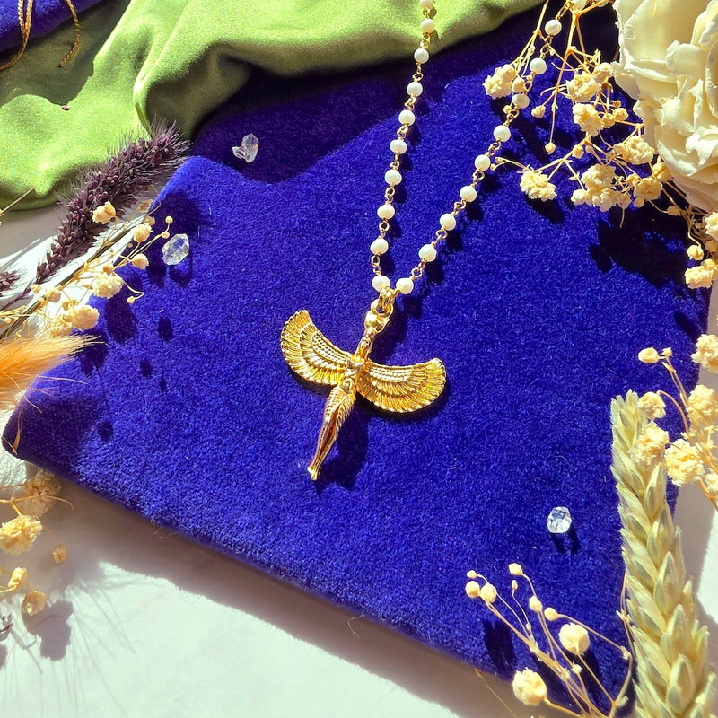 Isis Goddess on Petite Pearl Chain Necklace Shop Dreamers of Dreams