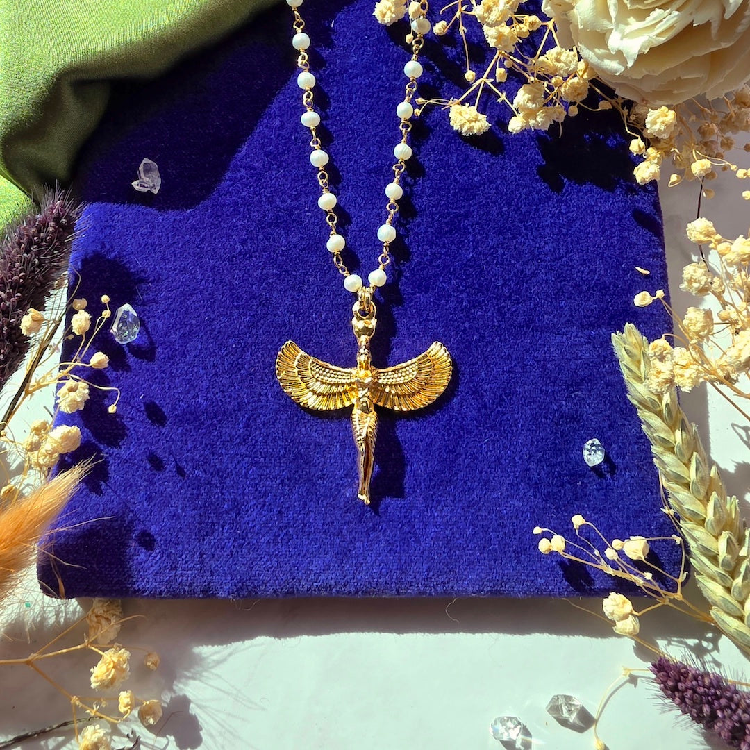 Isis Goddess on Petite Pearl Chain Necklace Shop Dreamers of Dreams