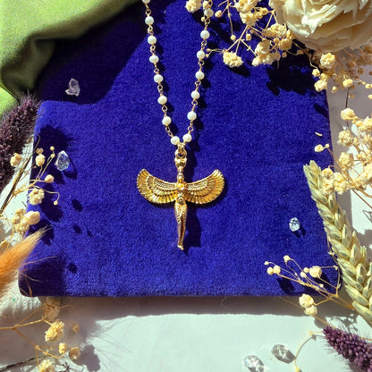 Isis Goddess on Petite Pearl Chain Necklace Shop Dreamers of Dreams