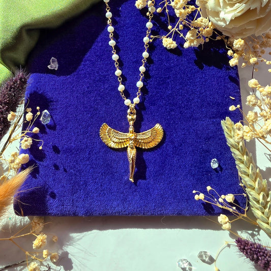 Isis Goddess on Petite Pearl Chain Necklace Shop Dreamers of Dreams