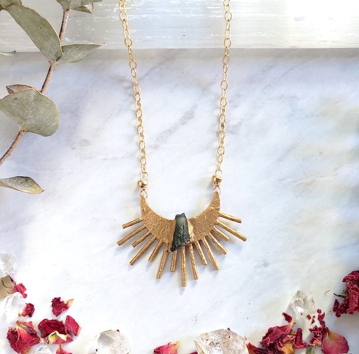 Moldavite Heart Shield Necklace Necklaces Shop Dreamers of Dreams