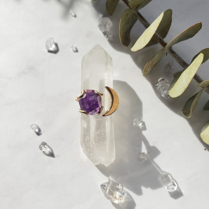 Amethyst Gemstone Moon Ring RING Shop Dreamers of Dreams