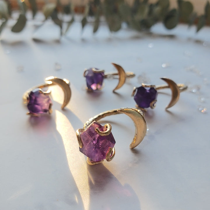 Amethyst Gemstone Moon Ring RING Shop Dreamers of Dreams