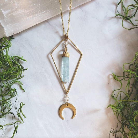 Made to order | Aquamarine Moon Priestess Necklace Necklace Shop Dreamers of Dreams