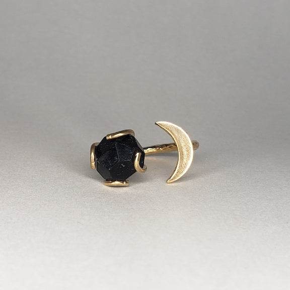 Black Tourmaline Gemstone Moon Ring RING Shop Dreamers of Dreams