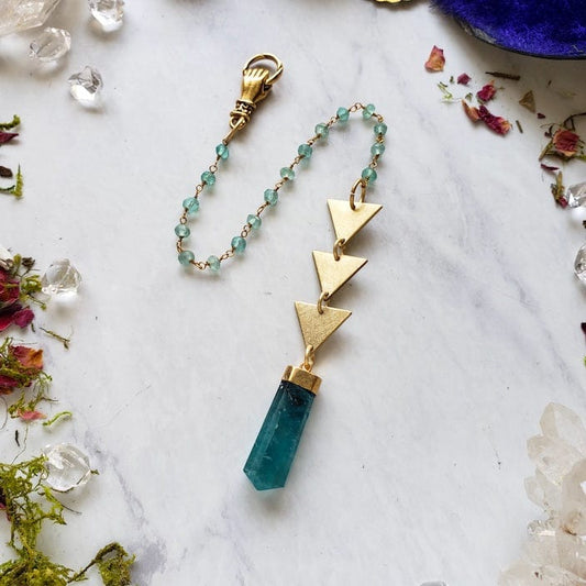 Teal Fluorite Trinity Pendulum pendulum Shop Dreamers of Dreams
