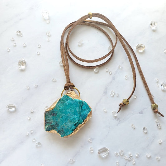 Chrysocolla Healing Gold Necklace Shop Dreamers of Dreams