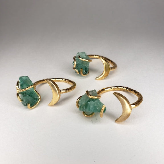 Fluorite Gemstone Moon Ring RING Shop Dreamers of Dreams
