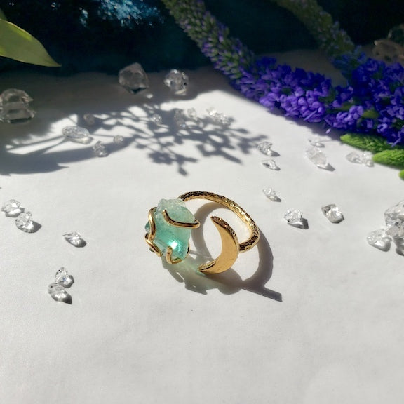 Fluorite Gemstone Moon Ring RING Shop Dreamers of Dreams