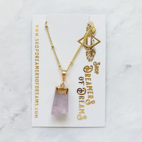 Kunzite Crystal Necklace Gold Necklace Shop Dreamers of Dreams
