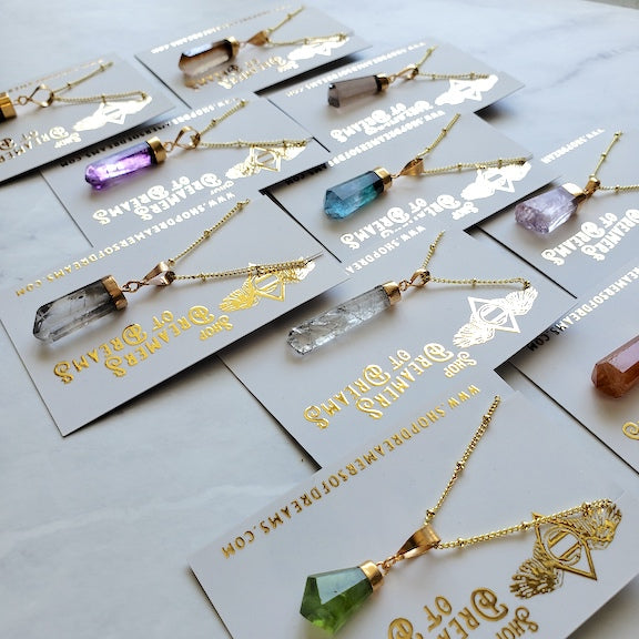 Smokey Quartz Crystal Necklace Gold Necklace Shop Dreamers of Dreams