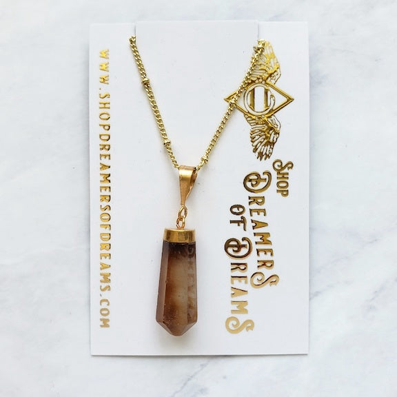 Golden Rutile Crystal Necklace Gold Necklace Shop Dreamers of Dreams