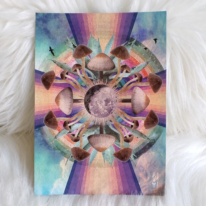 Magic Mushrooms Print by Cosmic Collage Art Cosmic Collage