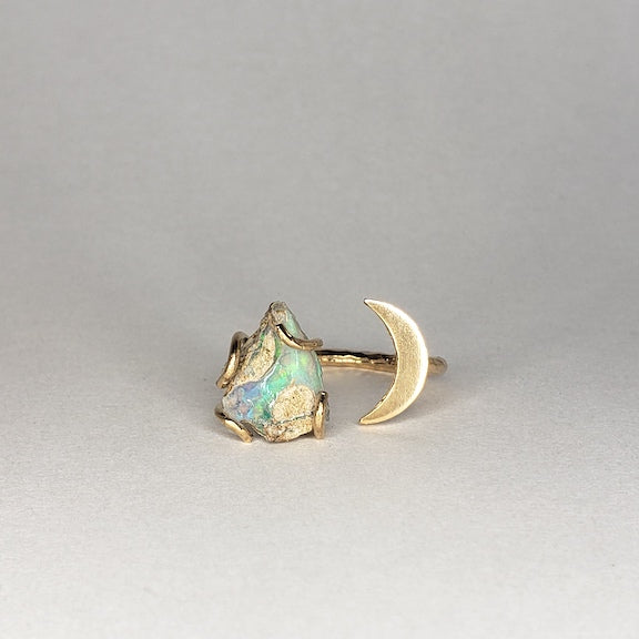 Raw Opal Gemstone Moon Ring RING Shop Dreamers of Dreams