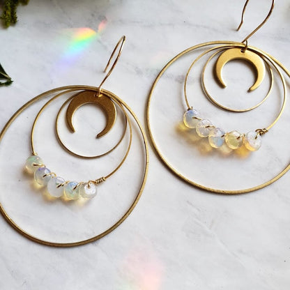Opal Moon Halo Hoop Earrings Earrings Shop Dreamers of Dreams