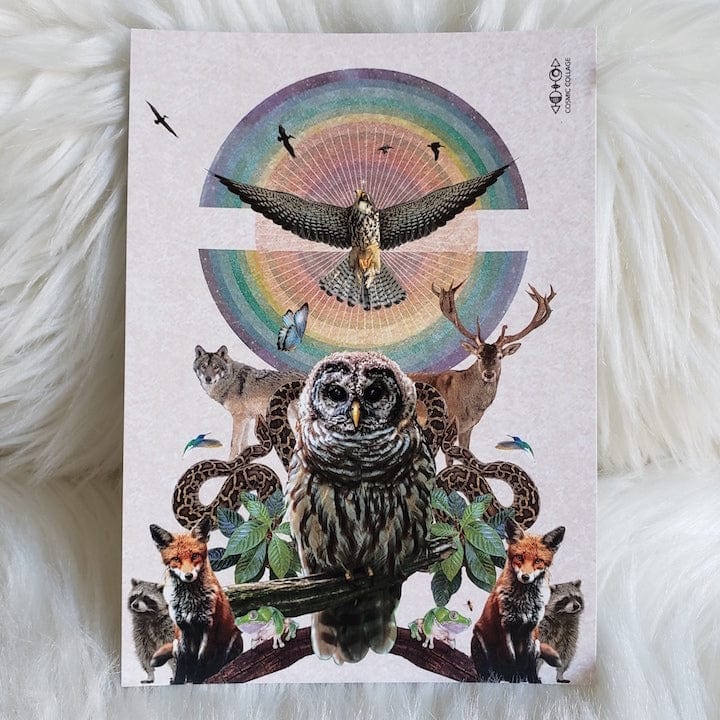 Owl Medicine Print by Cosmic Collage Art Cosmic Collage