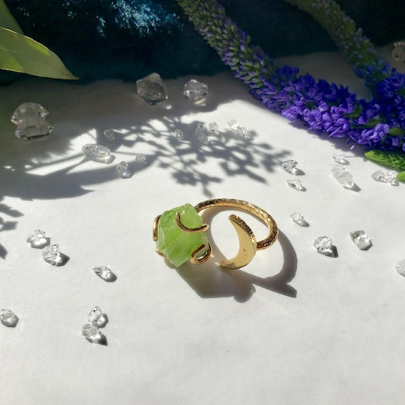 Peridot Gemstone Moon Ring RING Shop Dreamers of Dreams