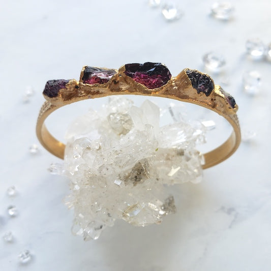 Pink Tourmaline Raw and Refined Cuff Bracelet Shop Dreamers of Dreams