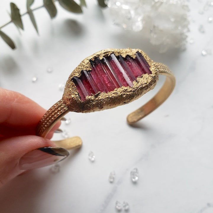 Pink Tourmaline Gold Bangle Wedding Jewelry Shop Dreamers of