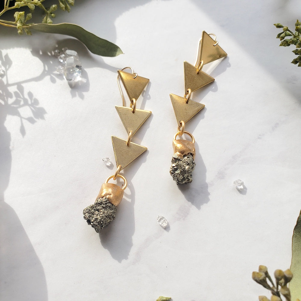 Pyrite Trinity Earrings Earrings Shop Dreamers of Dreams