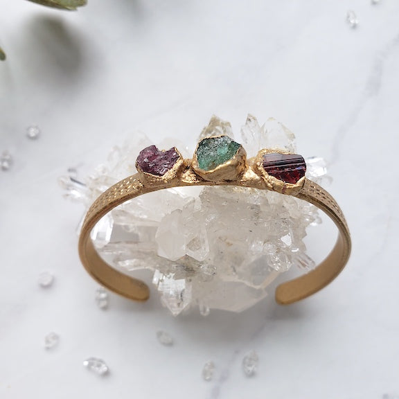 Tourmaline Raw and Refined Cuff Bracelet Shop Dreamers of Dreams