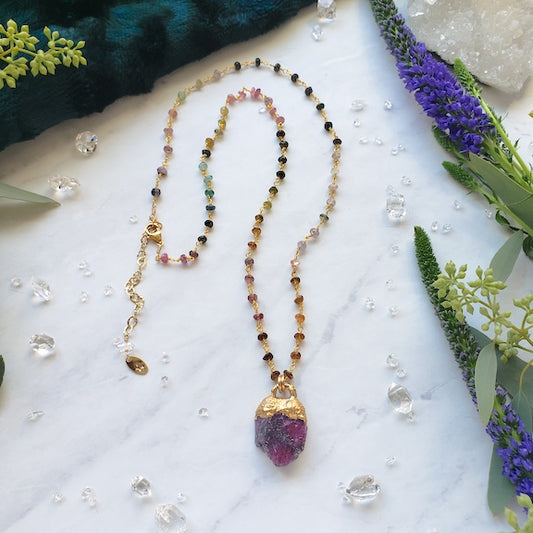 Raw Ruby on Watermelon Tourmalines Necklace Shop Dreamers of Dreams