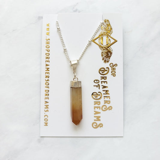 Golden Rutile Crystal Necklace Silver Necklace Shop Dreamers of Dreams