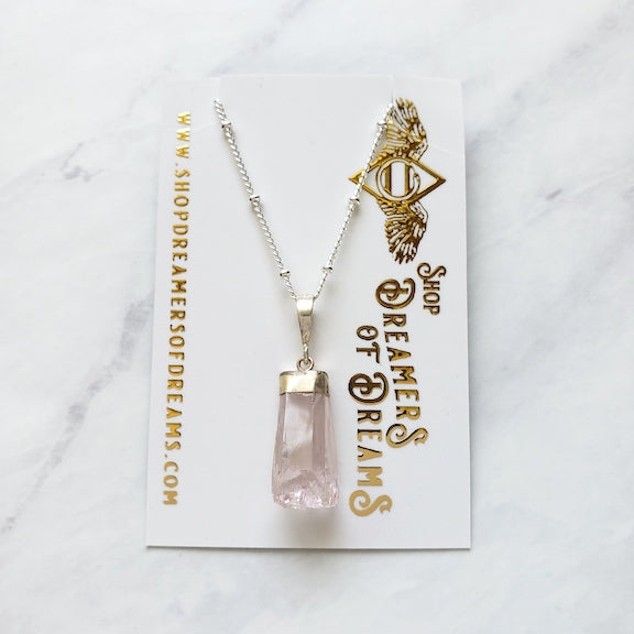 Kunzite Crystal Necklace Silver Necklace Shop Dreamers of Dreams