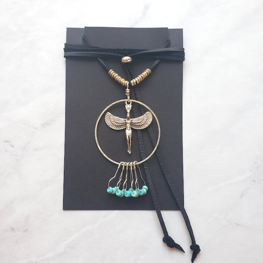 Silver Isis Stitch Marker Necklace Stitch Markers & Counters Shop Dreamers of Dreams