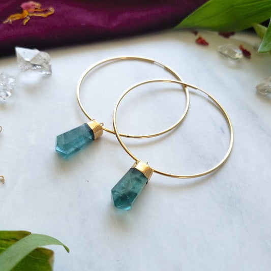 Fluorite Scepter Hoops Earrings Shop Dreamers of Dreams